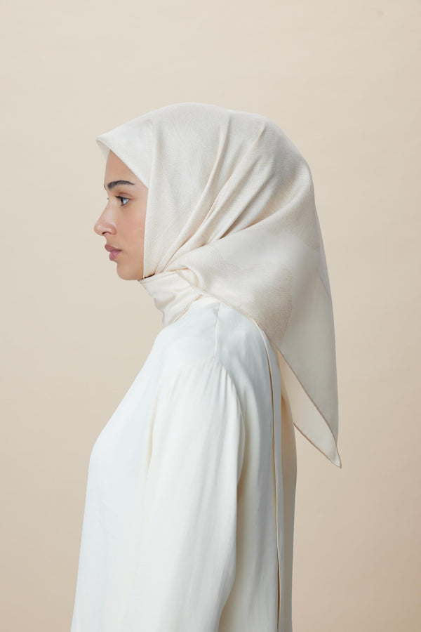 Farah Mulberry İpek Eşarp 90x90 cm - Açık Pudra
