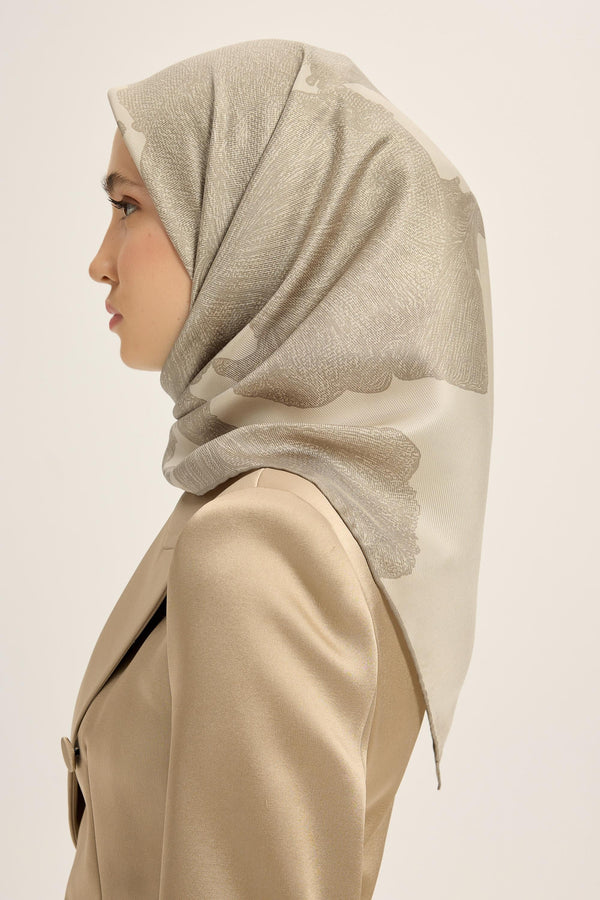 Farah Mulberry İpek Eşarp 90x90 cm - Bej