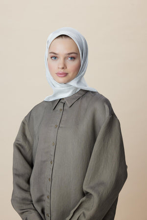 Farah Mulberry İpek Eşarp 90x90 cm - Gümüş