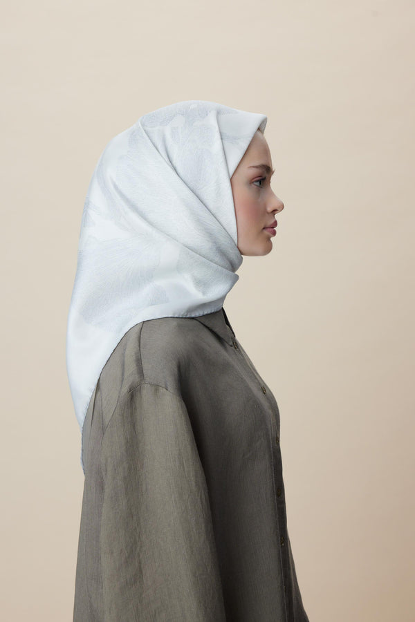 Farah Mulberry İpek Eşarp 90x90 cm - Gümüş