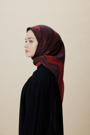 Farah Mulberry İpek Eşarp 90x90 cm - Kırmızı