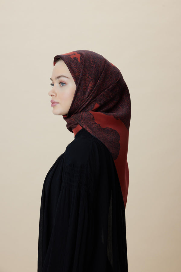 Farah Mulberry İpek Eşarp 90x90 cm - Kırmızı