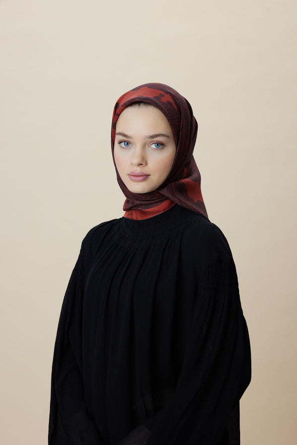 Farah Mulberry İpek Eşarp 90x90 cm - Kırmızı