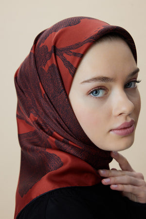 Farah Mulberry İpek Eşarp 90x90 cm - Kırmızı