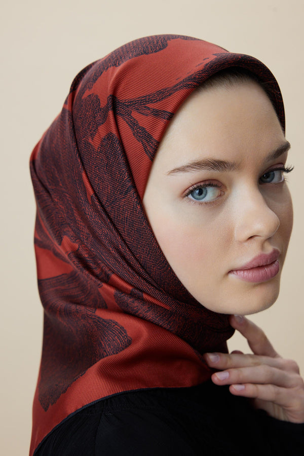 Farah Mulberry İpek Eşarp 90x90 cm - Kırmızı