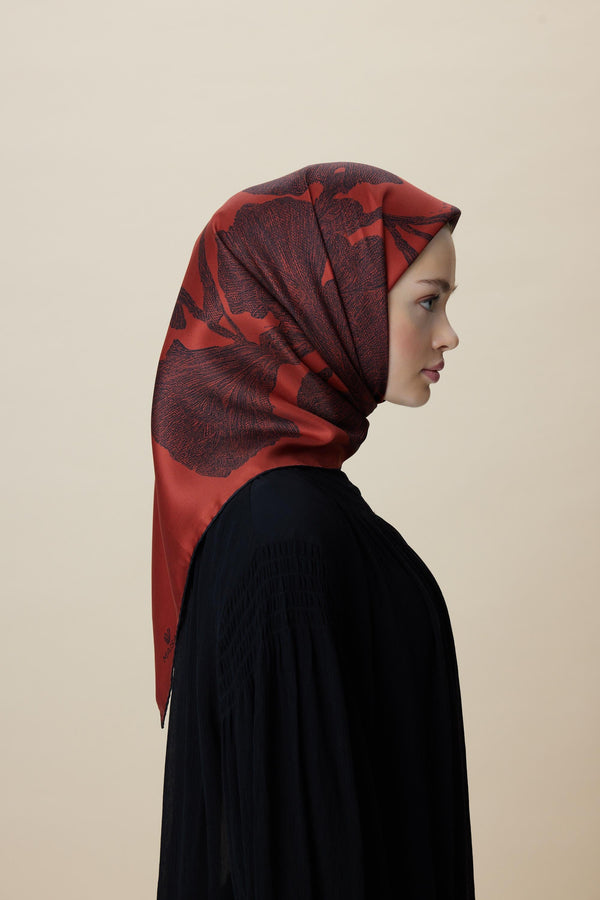 Farah Mulberry İpek Eşarp 90x90 cm - Kırmızı