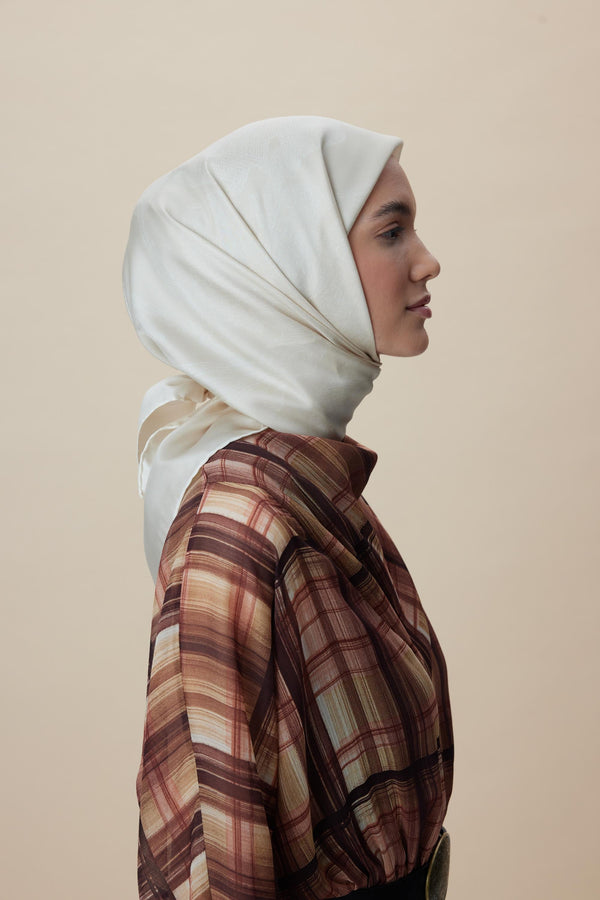 Farah Mulberry İpek Eşarp 90x90 cm - Krem