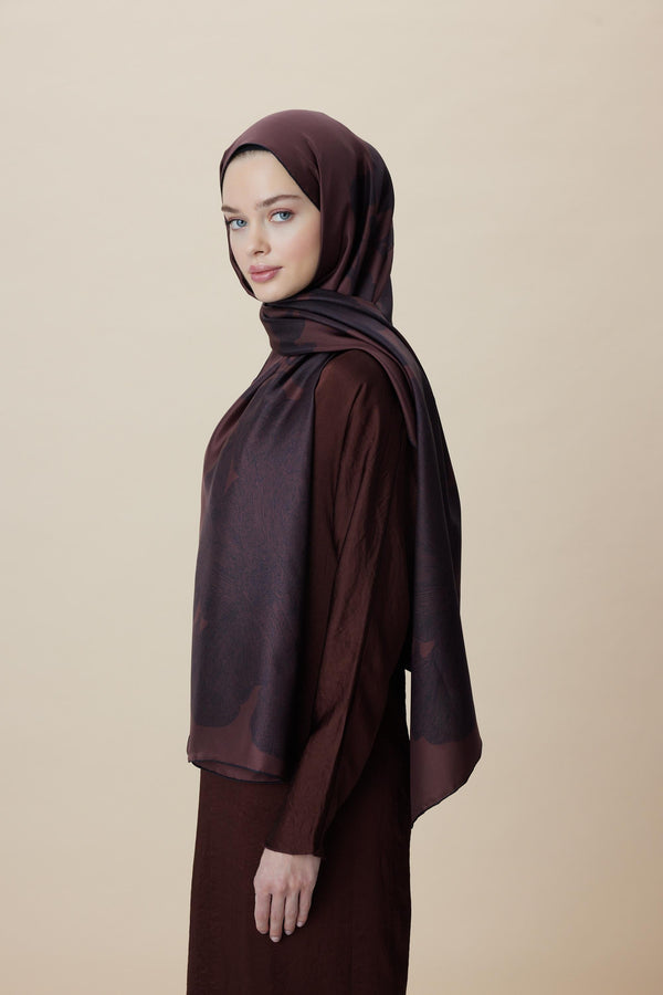 Farah Mulberry İpek Şal 70x190 - Bordo