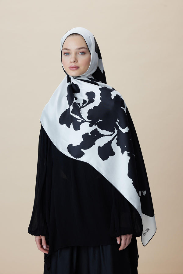 Farah Mulberry İpek Şal 70x190 cm - Klasik Siyah