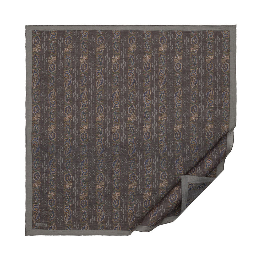 Füme Gri Monogram Desenli Tensel Eşarp
