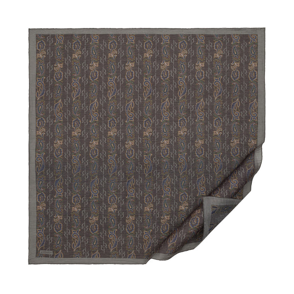 Füme Gri Monogram Desenli Tensel Eşarp