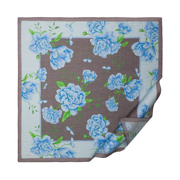 Füme İndigo Şakayık Tensel Eşarp