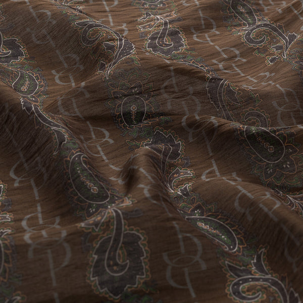 Füme Kahve Monogram Desenli Tensel Eşarp