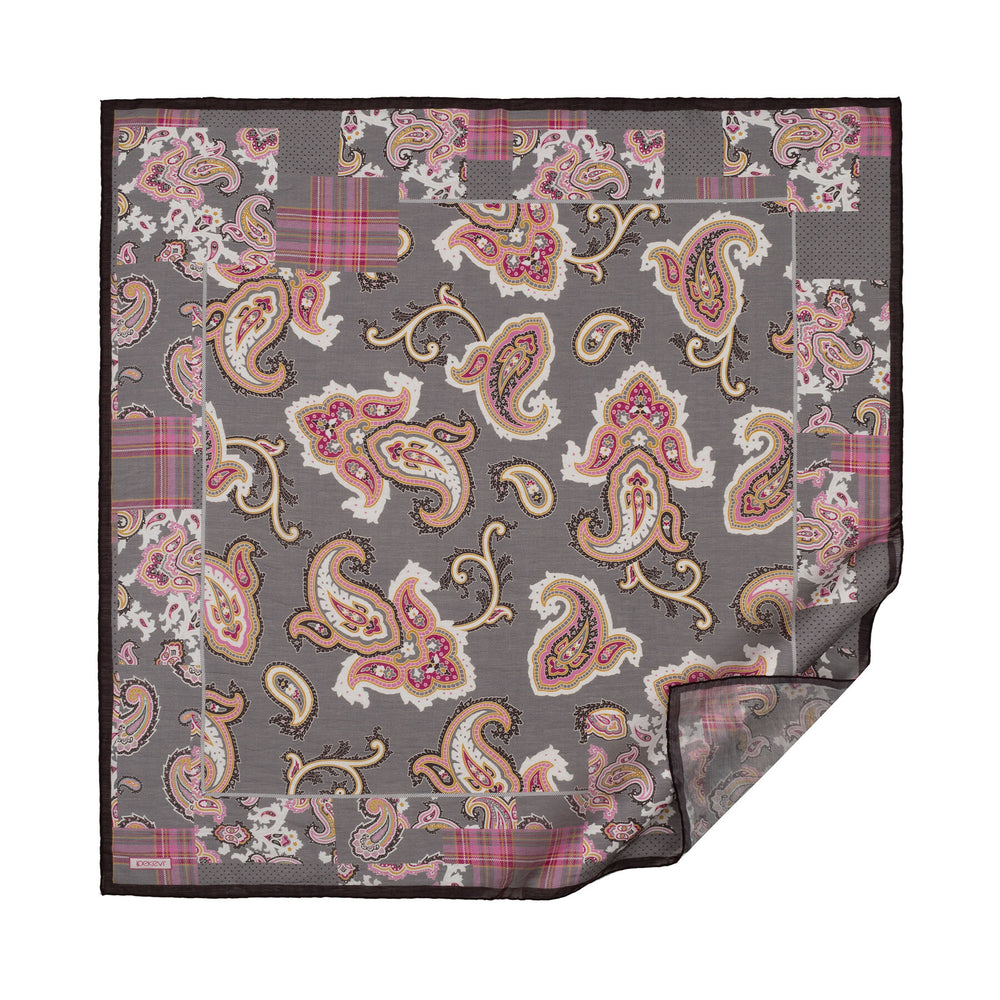 Füme Patchwork Desenli Tensel Eşarp