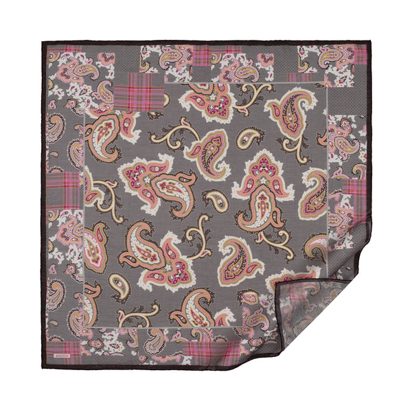 Füme Patchwork Desenli Tensel Eşarp