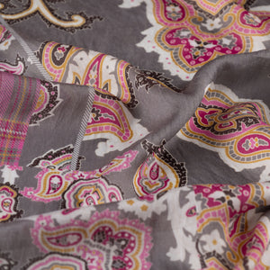 Füme Patchwork Desenli Tensel Eşarp
