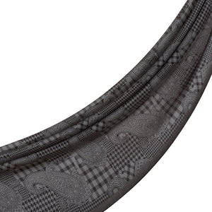 Füme Yamalı Paisley Desenli Tensel Şal