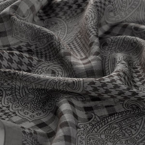 Füme Yamalı Paisley Desenli Tensel Şal