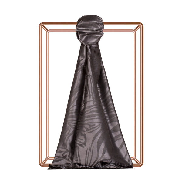 Füme Zebra Jakar Desenli İpek Şal