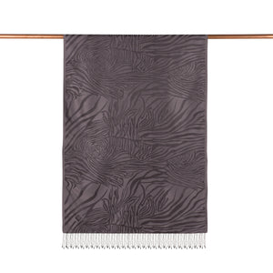 Füme Zebra Jakar Desenli İpek Şal