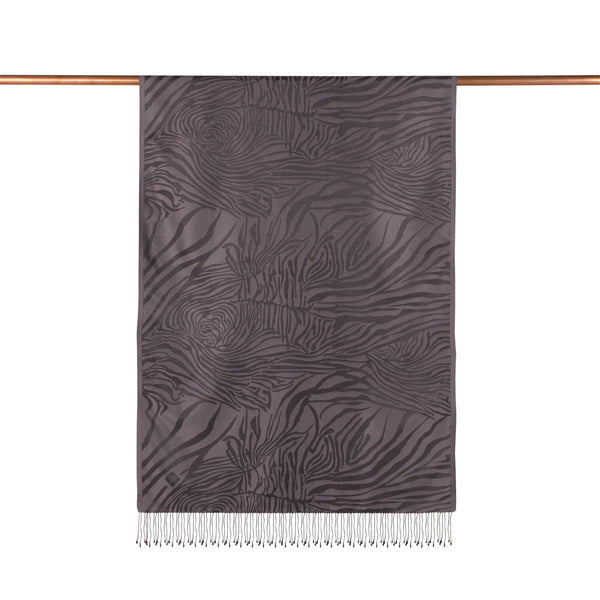 Füme Zebra Jakar Desenli İpek Şal