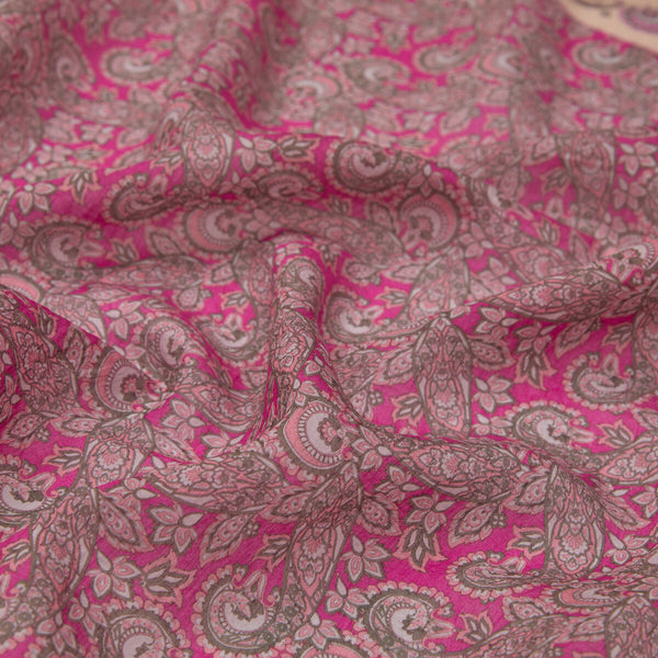 Fuşya Mezopotamya Model 02 Desenli Tencel Sal