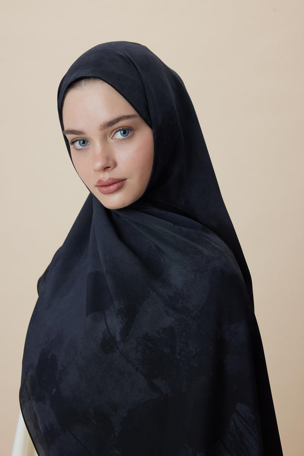 Gelincik Krep İpek Şal 70x190 Cm - Antrasit