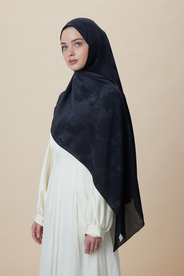 Gelincik Krep İpek Şal 70x190 Cm - Antrasit