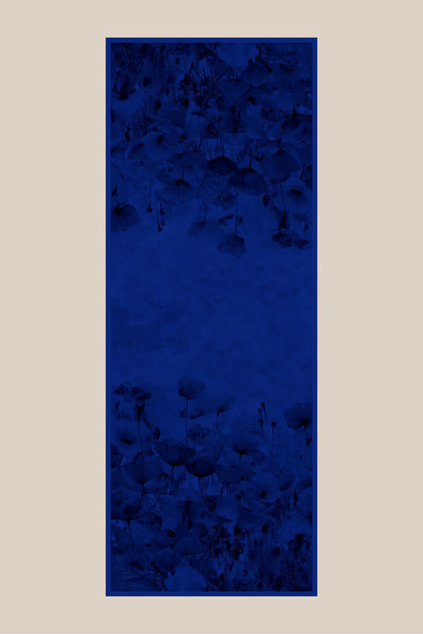 Gelincik Krep İpek Şal 70x190 Cm - Gece Mavisi