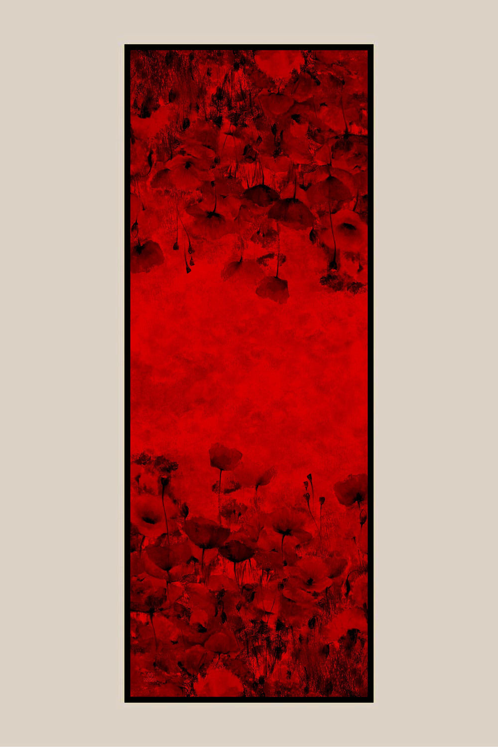 Gelincik Krep İpek Şal 70x190 Cm - Kırmızı