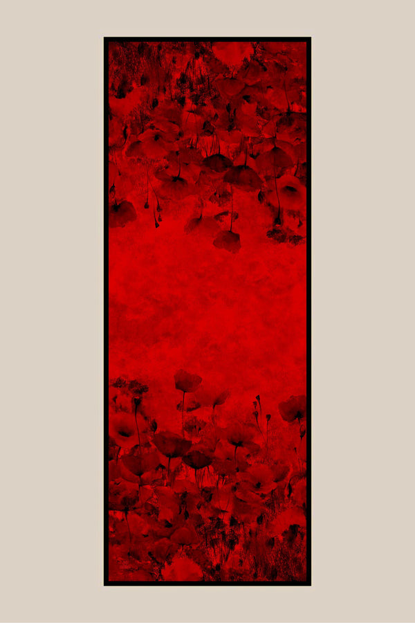 Gelincik Krep İpek Şal 70x190 Cm - Kırmızı