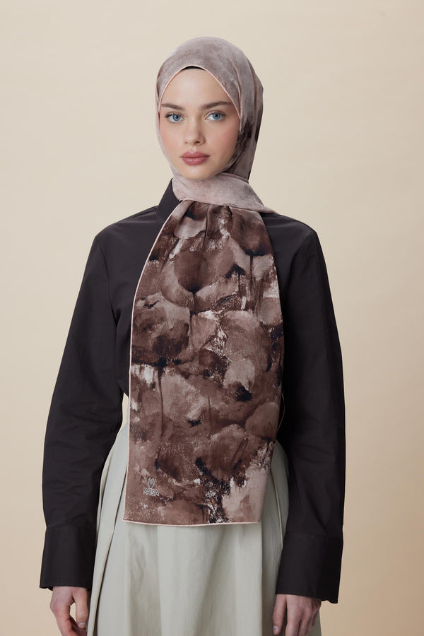 Gelincik Krep İpek Şal 70x190 Cm - Kum