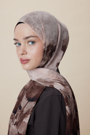 Gelincik Krep İpek Şal 70x190 Cm - Kum