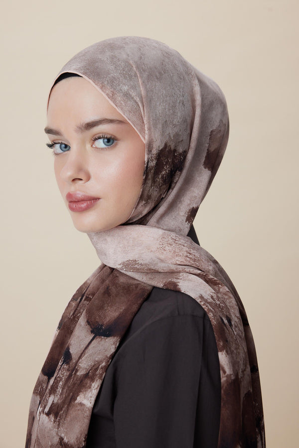 Gelincik Krep İpek Şal 70x190 Cm - Kum