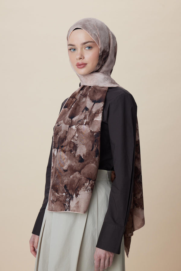 Gelincik Krep İpek Şal 70x190 Cm - Kum