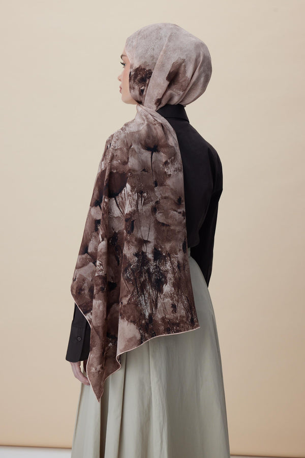Gelincik Krep İpek Şal 70x190 Cm - Kum