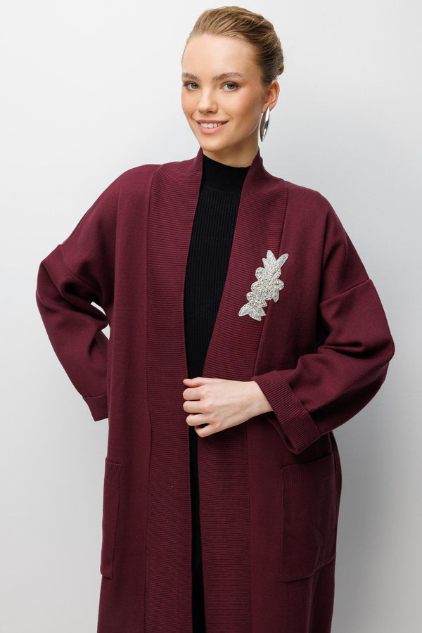 Aksesuar Detaylı Uzun Hırka