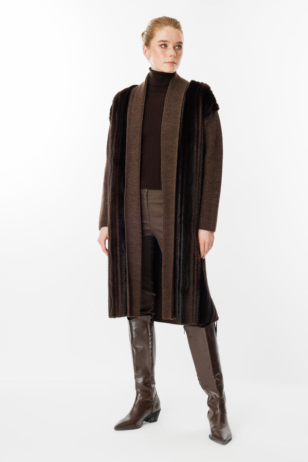 Kürk Detaylı Triko Hırka