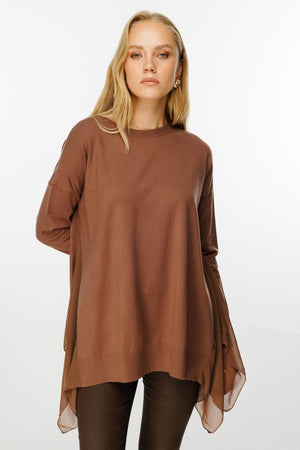Şifon Detaylı Triko Tunik