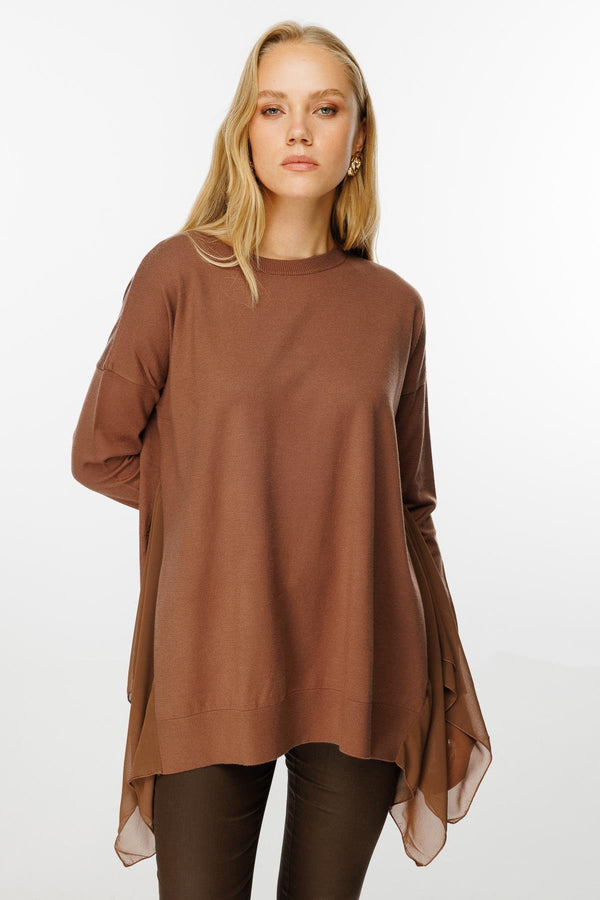 Şifon Detaylı Triko Tunik