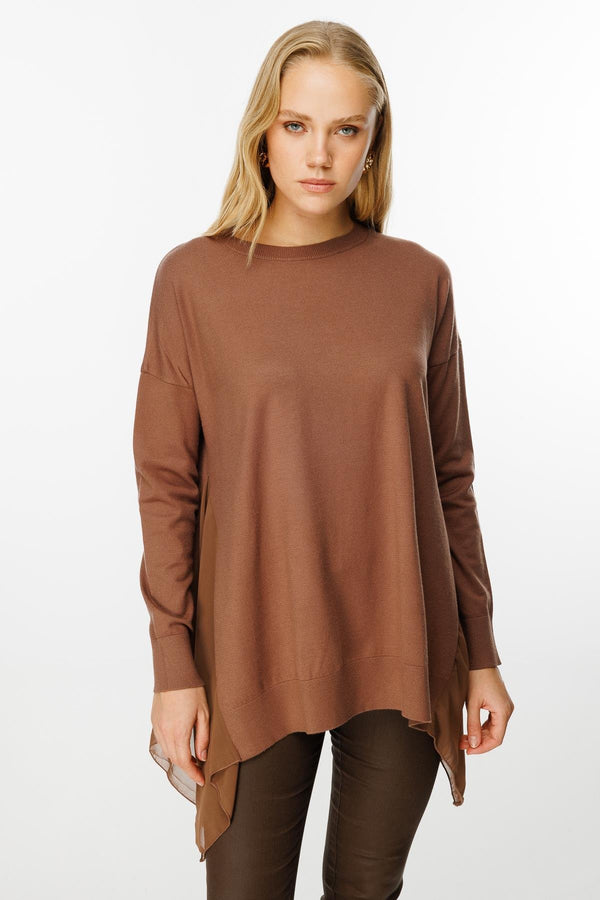 Şifon Detaylı Triko Tunik