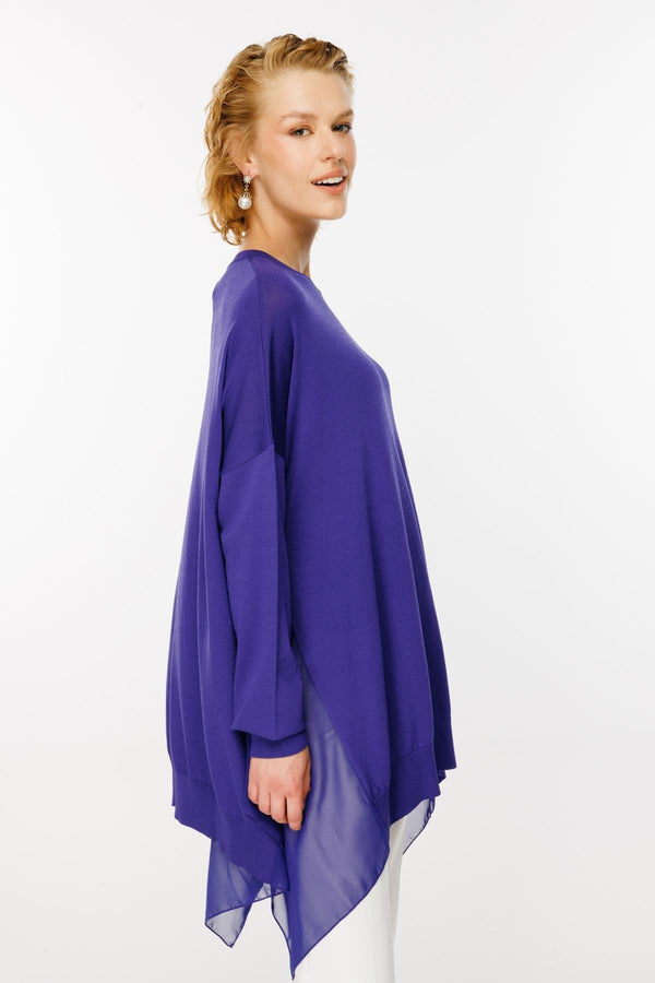 Şifon Detaylı Triko Tunik