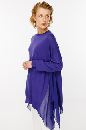 Şifon Detaylı Triko Tunik