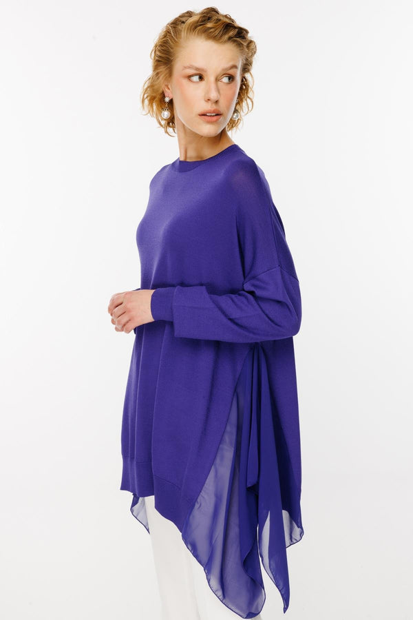 Şifon Detaylı Triko Tunik