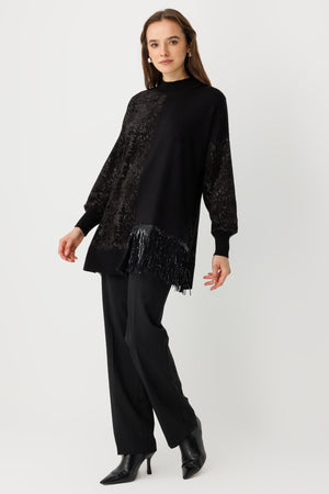 Kadife Blok Geçişli Tunik