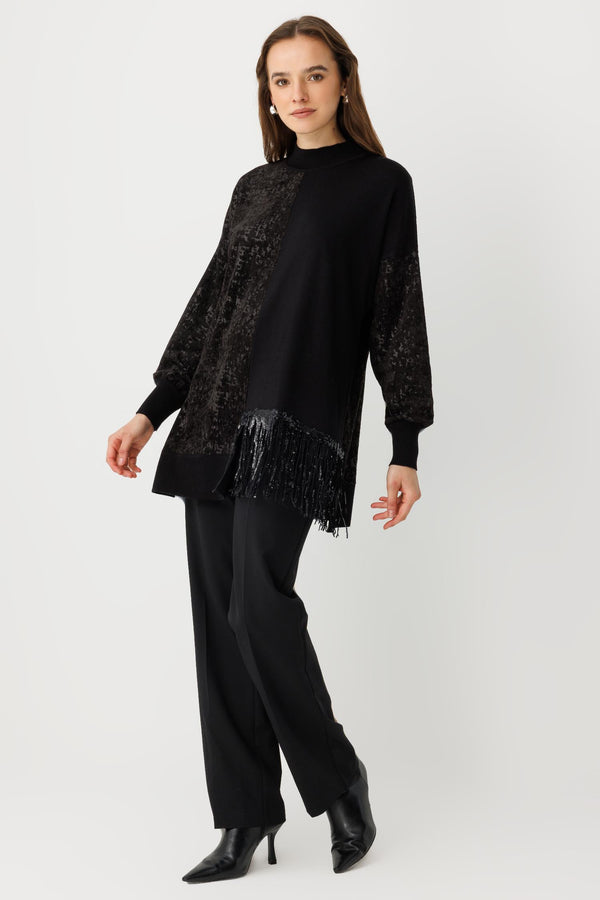 Kadife Blok Geçişli Tunik