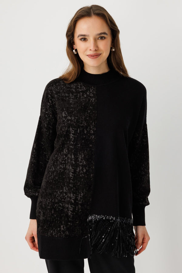 Kadife Blok Geçişli Tunik