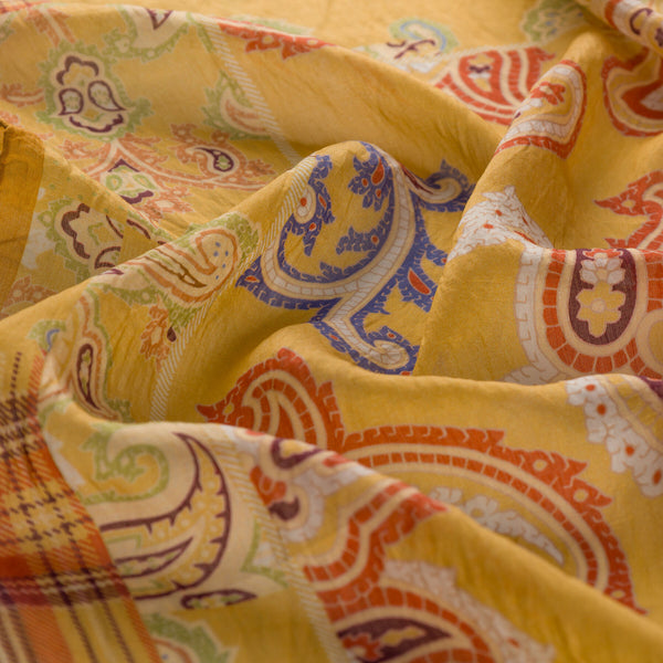 Gold Patchwork Desenli Tensel Eşarp