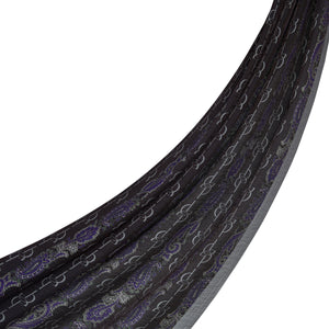 Gri Mor Monogram Desenli Tensel Şal