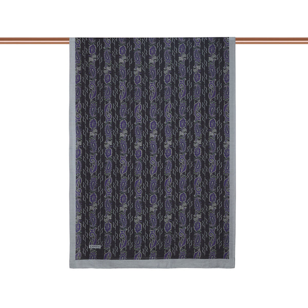Gri Mor Monogram Desenli Tensel Şal
